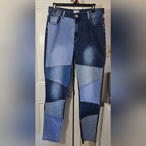 Women's Patchwork Straight Leg Jeans